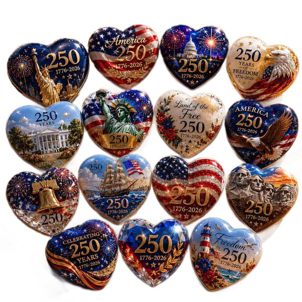 ๐บ๐ธ America 250th Anniversary Commemorative Heart Ornament Collection | 15-Piece Patriotic Keepsake Set