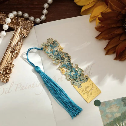 📚✨8-Piece Gold Metal Bookmark Set with Tassel – Van Gogh & Monet Inspired Gift for Book Lovers 🎨