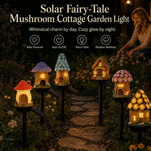 🍄Solar Fairy-Tale Mushroom Cottage Garden Light💡