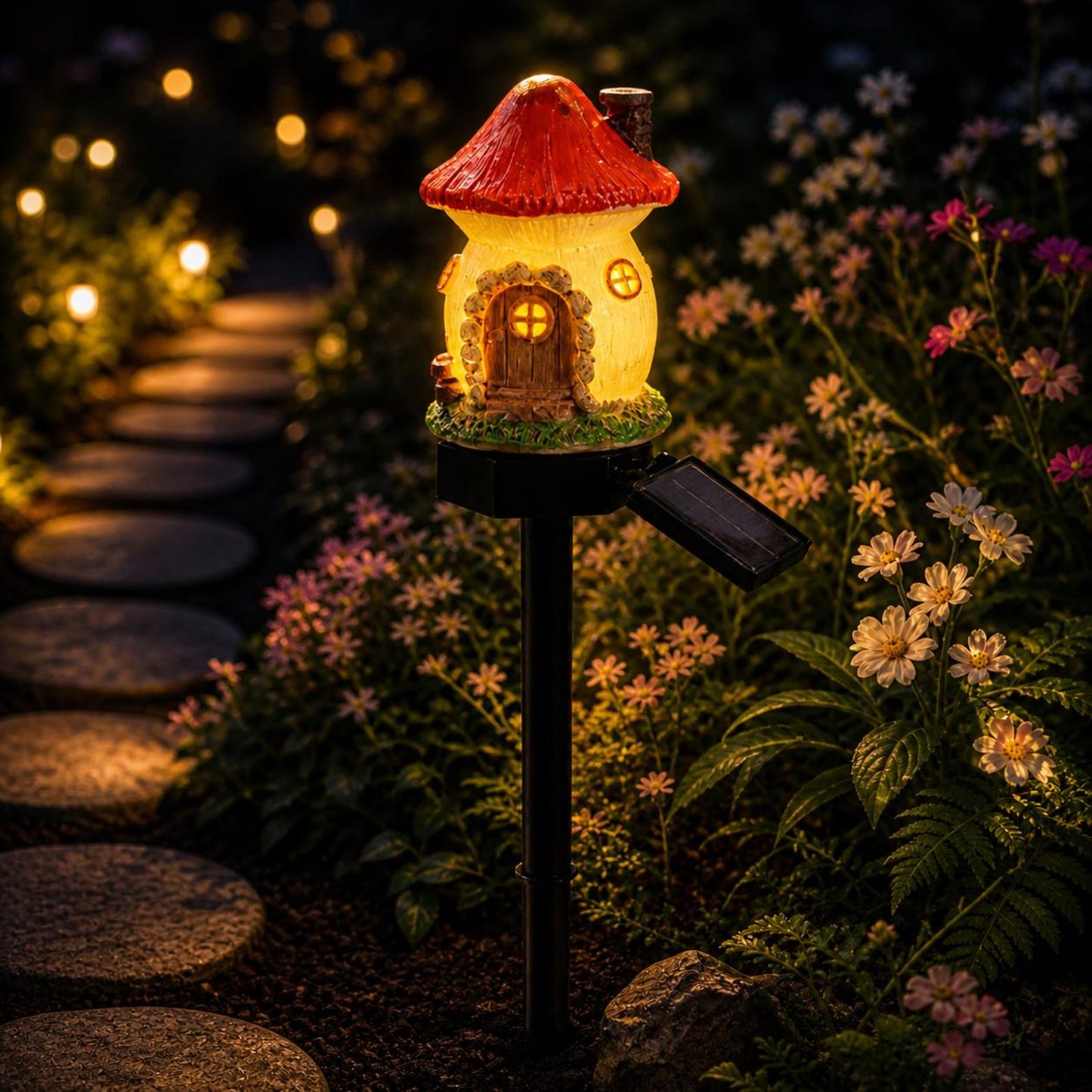 🍄Solar Fairy-Tale Mushroom Cottage Garden Light💡