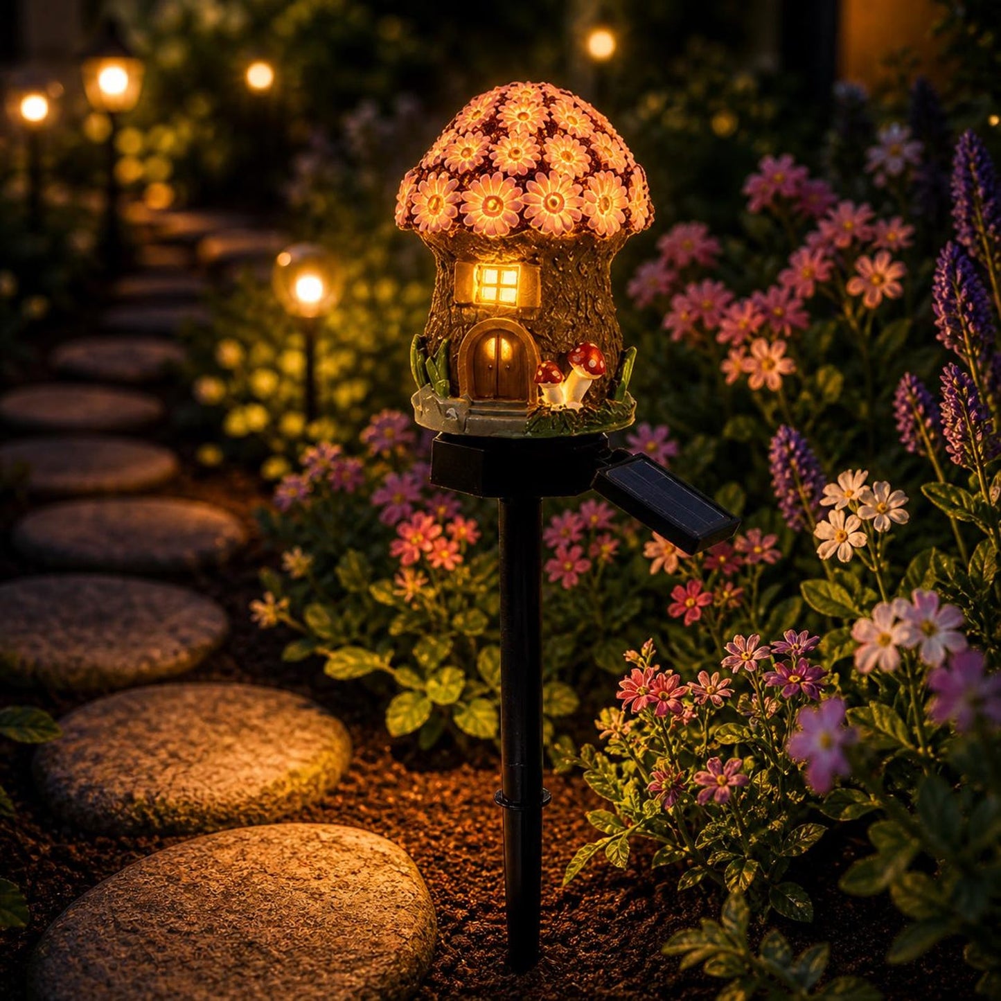 🍄Solar Fairy-Tale Mushroom Cottage Garden Light💡