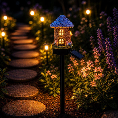 🍄Solar Fairy-Tale Mushroom Cottage Garden Light💡