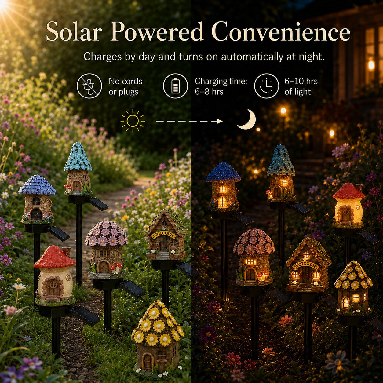 🍄Solar Fairy-Tale Mushroom Cottage Garden Light💡