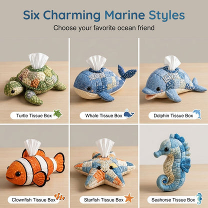 🧵 DIY Ocean Animal Tissue Box Sewing Kit – Fun Animal & Ocean Friends! 🌟