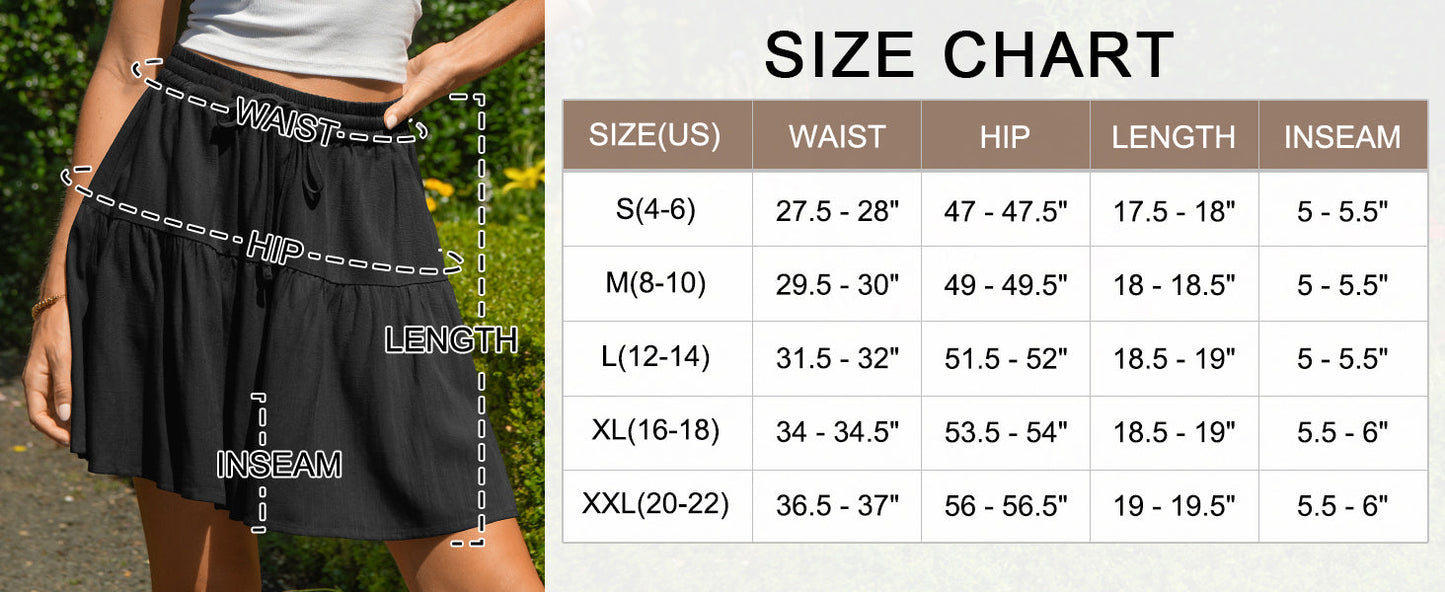 Women's High Waist Drawstring Tiered Skort