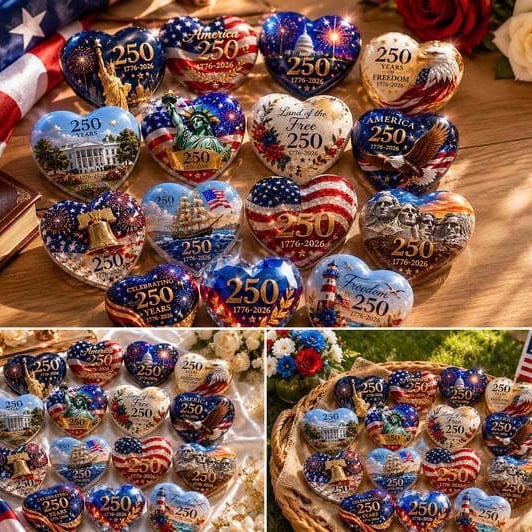🇺🇸 America 250th Anniversary Commemorative Heart Ornament Collection | 15-Piece Patriotic Keepsake Set