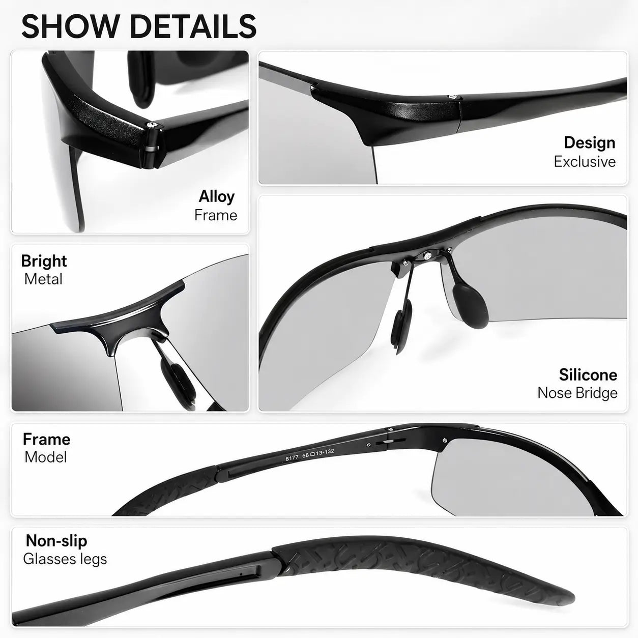Unisex Fashion Polarized Sunglasses, UV400 Anti Blue Light Sun Glasses for Photography Hiking Beach Outdoor