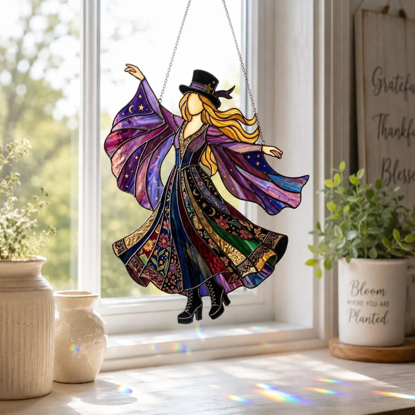 💃Stevie Nicks🤘Handmade Stained Glass Spinner