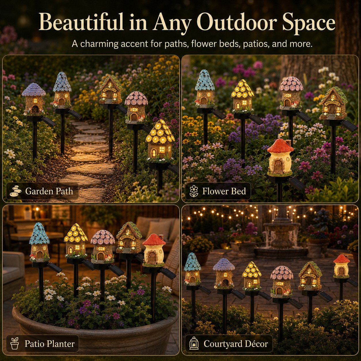 🍄Solar Fairy-Tale Mushroom Cottage Garden Light💡