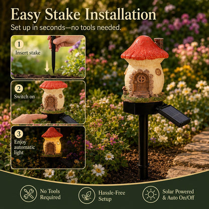 🍄Solar Fairy-Tale Mushroom Cottage Garden Light💡